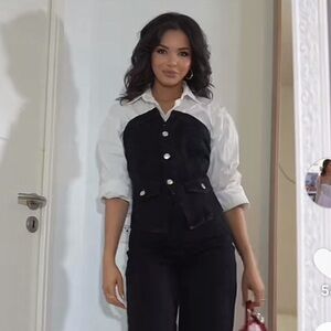 NWT ZARA bandeau strapless bustier tube crop shirt Black Denim Top size XS